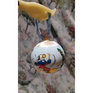 Vintage Smurfs Merry Christmas Silk Satin Ornament 1982